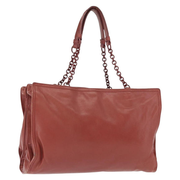 BOTTEGA VENETA Chain Shoulder Bag Leather Red Auth 161765
