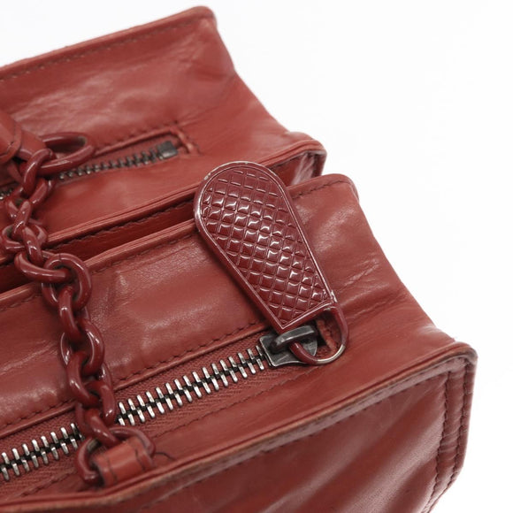 BOTTEGA VENETA Chain Shoulder Bag Leather Red Auth 161765