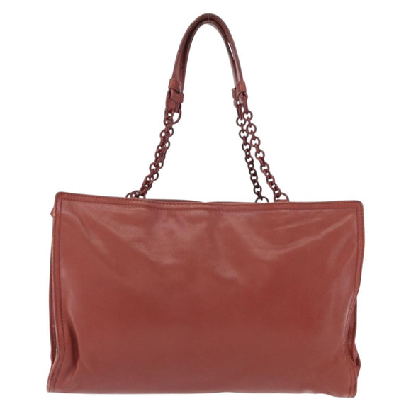 BOTTEGA VENETA Chain Shoulder Bag Leather Red Auth 161765