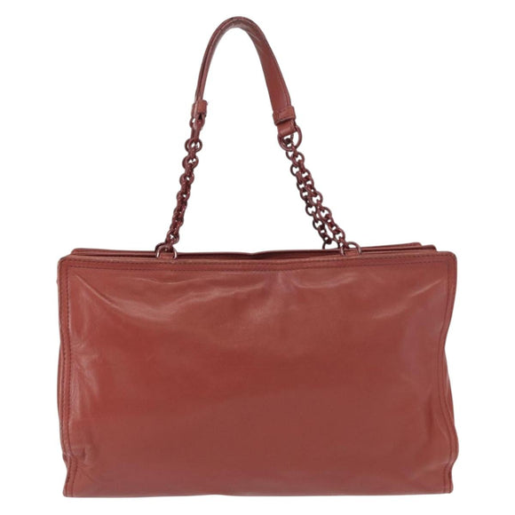 BOTTEGA VENETA Chain Shoulder Bag Leather Red Auth 161765