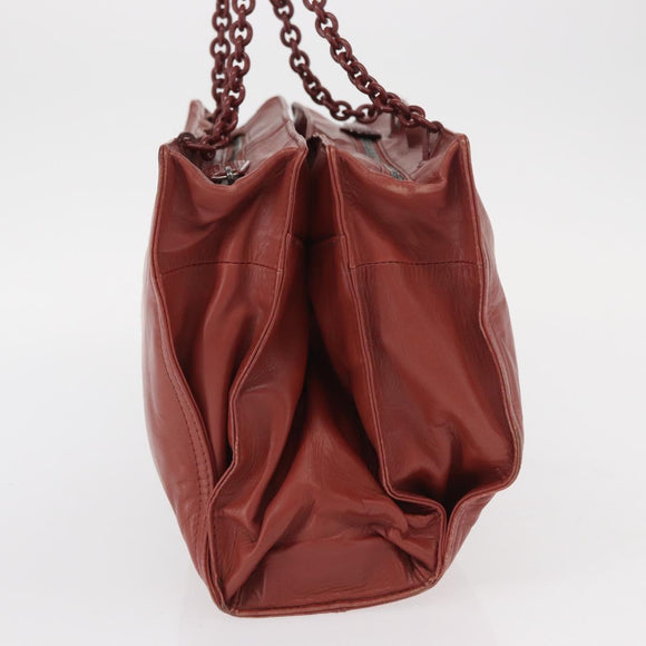 BOTTEGA VENETA Chain Shoulder Bag Leather Red Auth 161765