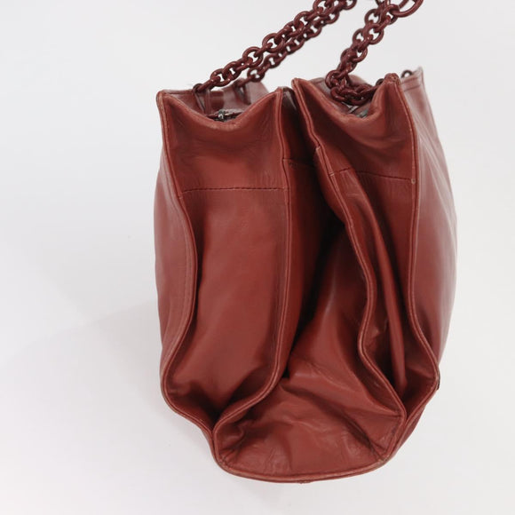 BOTTEGA VENETA Chain Shoulder Bag Leather Red Auth 161765
