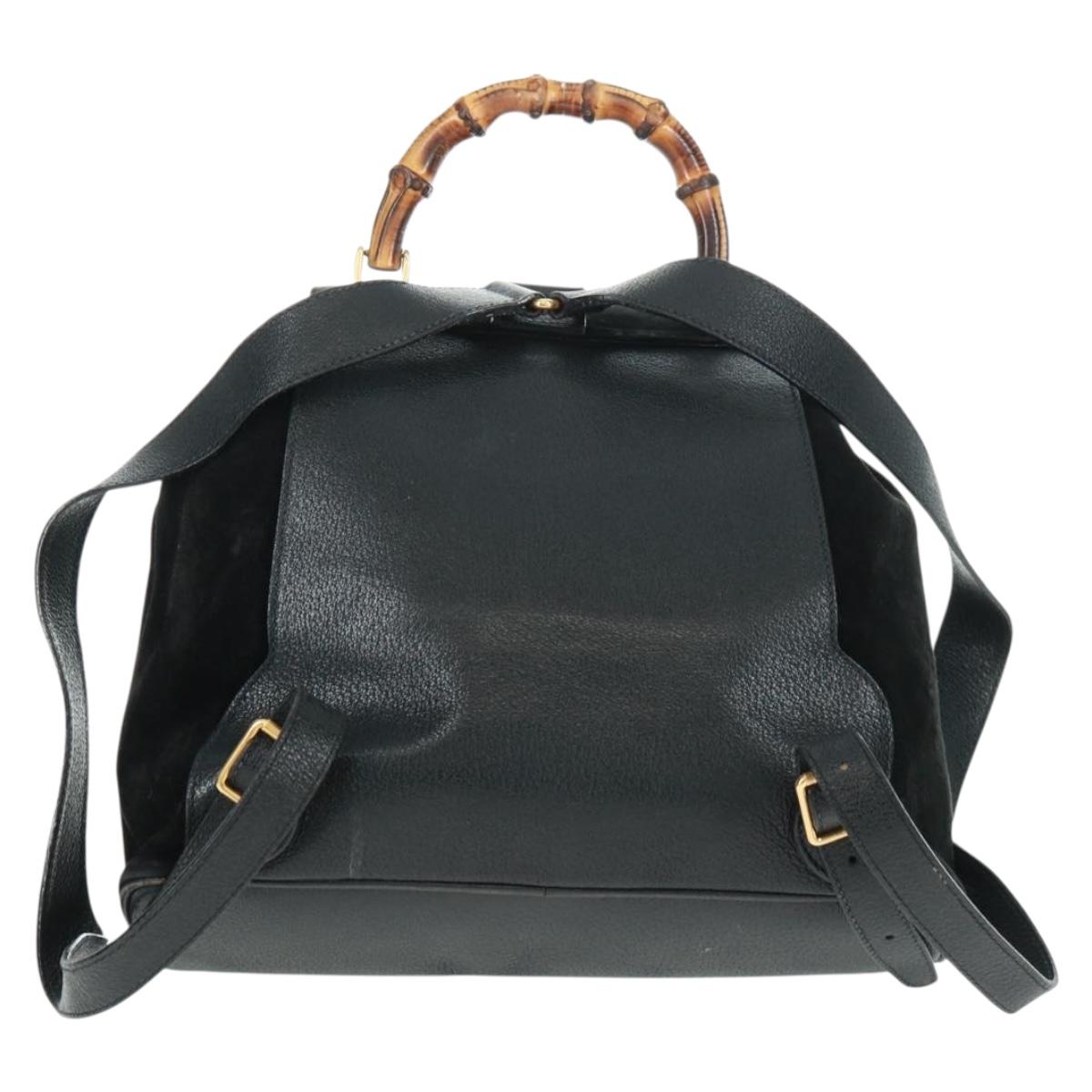 GUCCI Bamboo Backpack Suede Black Gold 003 58 0016 Auth  display picture 2