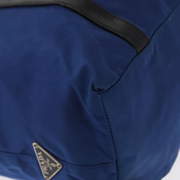 PRADA Tote Bag Nylon Blue Silver Auth 161771