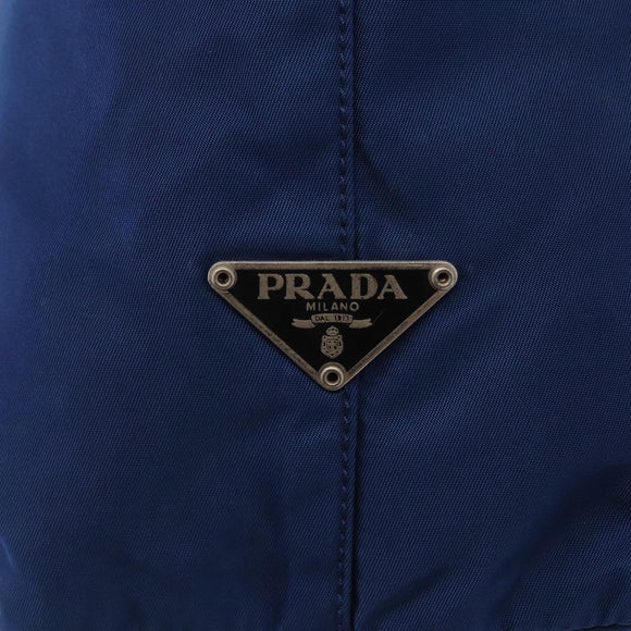PRADA Tote Bag Nylon Blue Silver Auth 161771