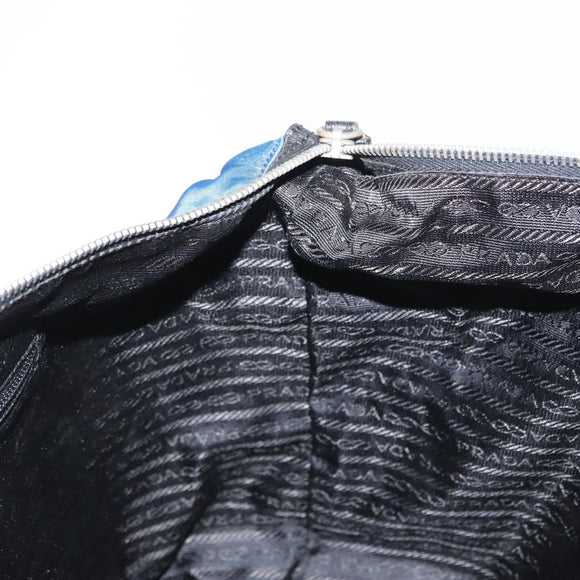 PRADA Tote Bag Nylon Blue Silver Auth 161771