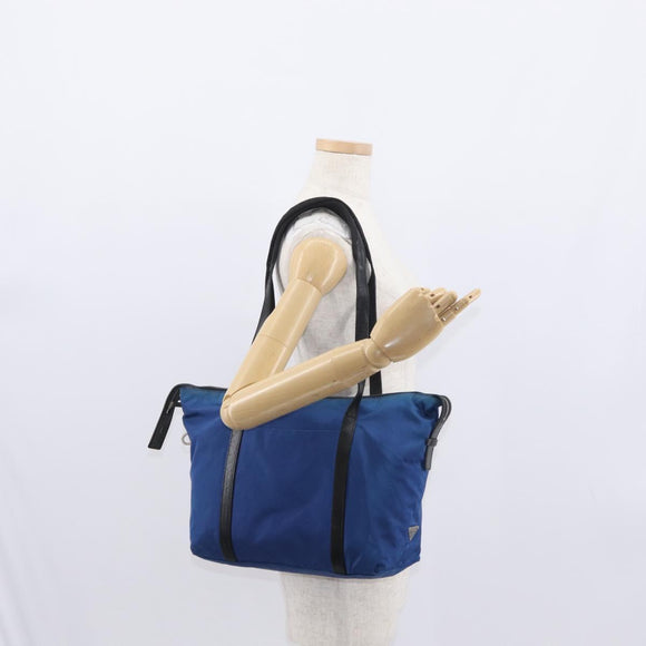 PRADA Tote Bag Nylon Blue Silver Auth 161771