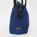 PRADA Tote Bag Nylon Blue Silver Auth 161771-3