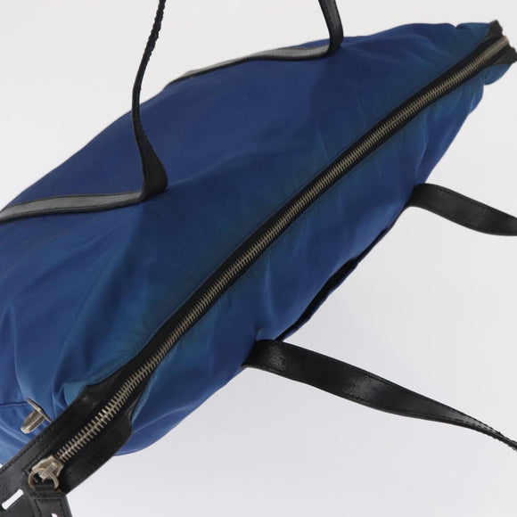 PRADA Tote Bag Nylon Blue Silver Auth 161771