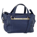 Chloe Bridget Hand Bag Leather 2way Navy Gold Auth 161772-1