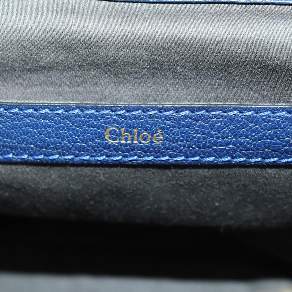 Chloe Bridget Hand Bag Leather 2way Navy Gold Auth 161772