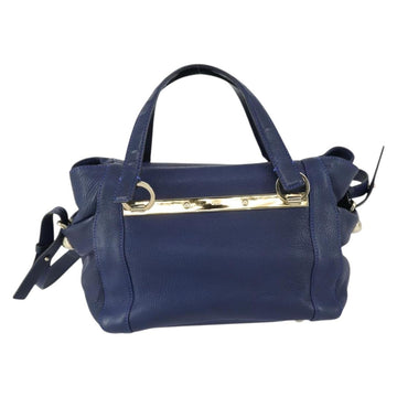 Chloe Bridget Hand Bag Leather 2way Navy Gold Auth 161772 - 0