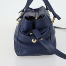 Chloe Bridget Hand Bag Leather 2way Navy Gold Auth 161772-3