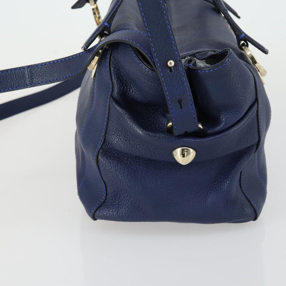 Chloe Bridget Hand Bag Leather 2way Navy Gold Auth 161772