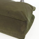 PRADA Tote Bag Nylon Khaki Silver Auth 161778-9