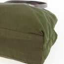 PRADA Tote Bag Nylon Khaki Silver Auth 161778-15