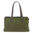 PRADA Tote Bag Nylon Khaki Silver Auth 161778-2