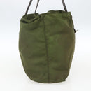 PRADA Tote Bag Nylon Khaki Silver Auth 161778-3