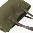 PRADA Tote Bag Nylon Khaki Silver Auth 161778-6