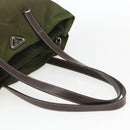 PRADA Tote Bag Nylon Khaki Silver Auth 161778-7