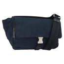PRADA Shoulder Bag Nylon Navy Silver Auth 161779-1