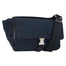 PRADA Shoulder Bag Nylon Navy Silver Auth 161779