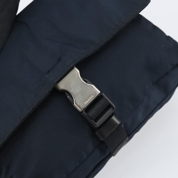 PRADA Shoulder Bag Nylon Navy Silver Auth 161779