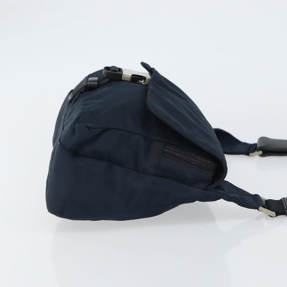 PRADA Shoulder Bag Nylon Navy Silver Auth 161779