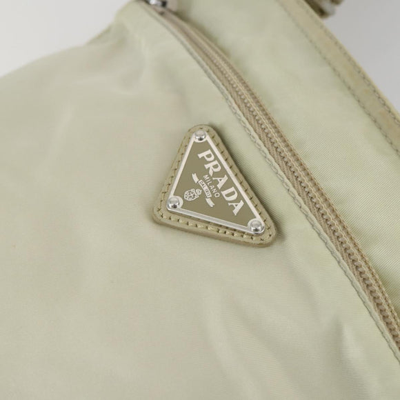 PRADA Shoulder Bag Nylon Ivory Silver Auth 161780