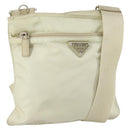 PRADA Shoulder Bag Nylon Ivory Silver Auth 161780-1