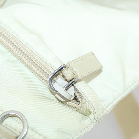 PRADA Shoulder Bag Nylon Ivory Silver Auth 161780
