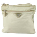 PRADA Shoulder Bag Nylon Ivory Silver Auth 161780-13