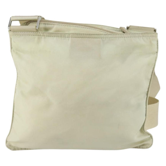 PRADA Shoulder Bag Nylon Ivory Silver Auth 161780