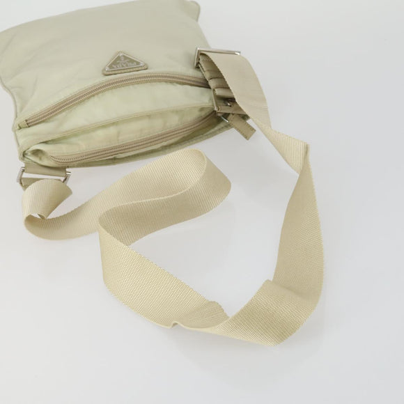 PRADA Shoulder Bag Nylon Ivory Silver Auth 161780