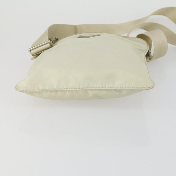 PRADA Shoulder Bag Nylon Ivory Silver Auth 161780