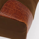 PRADA Tote Bag Nylon Brown Gold Auth 161781-14