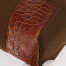 PRADA Tote Bag Nylon Brown Gold Auth 161781-15