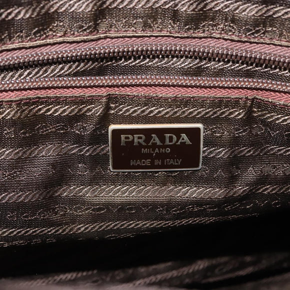 PRADA Tote Bag Nylon Brown Gold Auth 161781