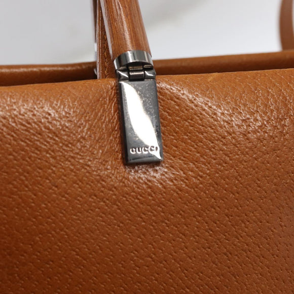 GUCCI Bamboo Hand Bag Leather 2way Brown Silver 002 1035 Auth 161783V