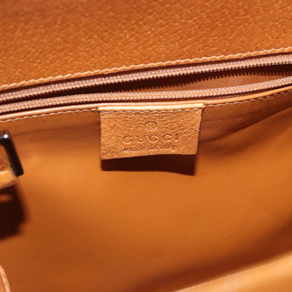 GUCCI Bamboo Hand Bag Leather 2way Brown Silver 002 1035 Auth 161783V