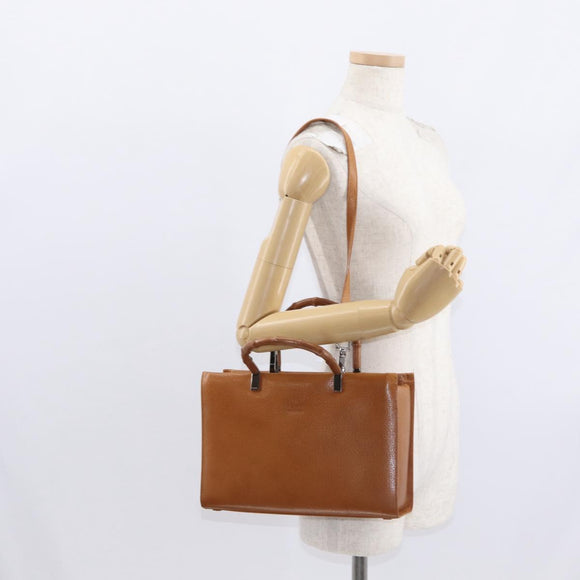 GUCCI Bamboo Hand Bag Leather 2way Brown Silver 002 1035 Auth 161783V