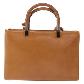 GUCCI Bamboo Hand Bag Leather 2way Brown Silver 002 1035 Auth 161783V - 0