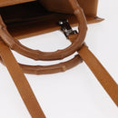 GUCCI Bamboo Hand Bag Leather 2way Brown Silver 002 1035 Auth 161783V-7