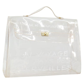 HERMES Vinyl Kelly Hand Bag Vinyl Clear Auth 161786