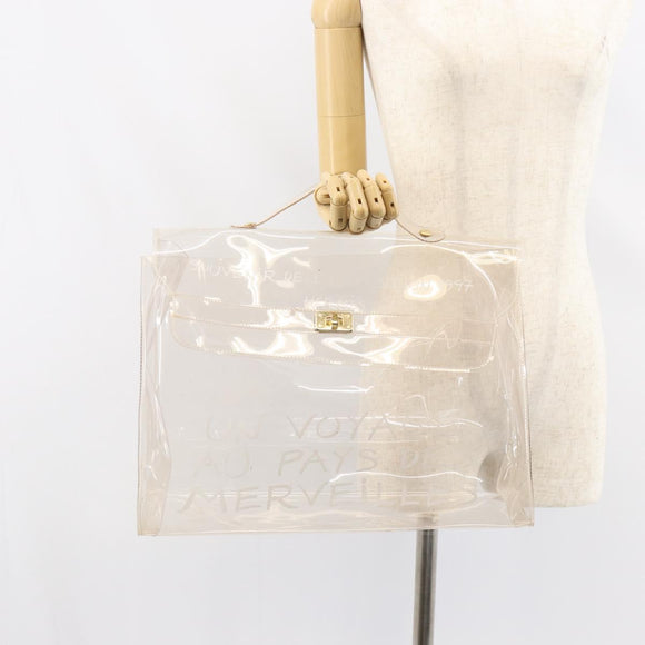 HERMES Vinyl Kelly Hand Bag Vinyl Clear Auth 161786