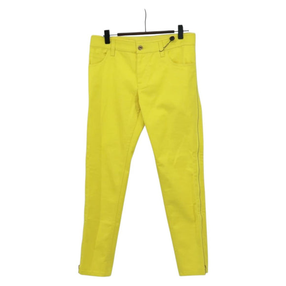 LOUIS VUITTON Side Zip Pants Cotton Yellow LV Auth 161790A