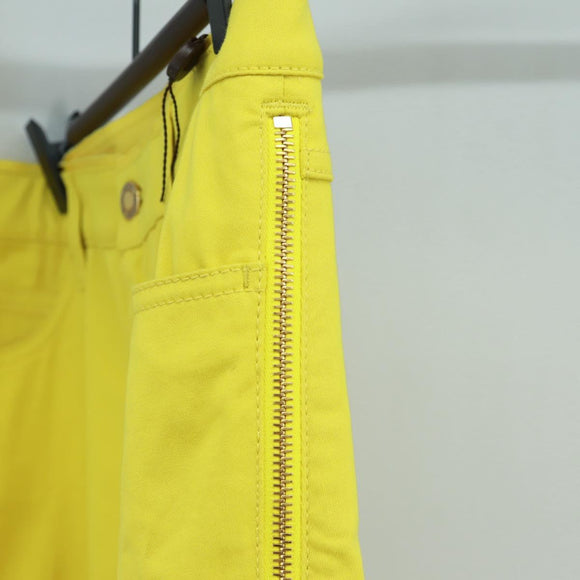 LOUIS VUITTON Side Zip Pants Cotton Yellow LV Auth 161790M