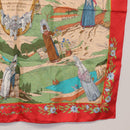 HERMES Carre 90 Scarf ""COSTUMES DES DEPARTEMENTS "" Silk Red Auth 161792-10