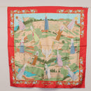 HERMES Carre 90 Scarf ""COSTUMES DES DEPARTEMENTS "" Silk Red Auth 161792-13