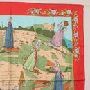 HERMES Carre 90 Scarf ""COSTUMES DES DEPARTEMENTS "" Silk Red Auth 161792-4